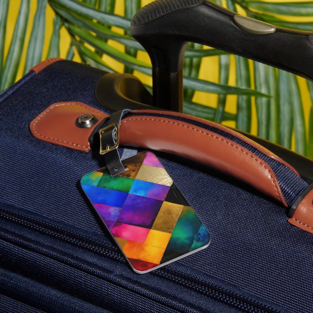 Färgfyllda geometriska rutor bagagebricka (Framsida Insitu 1)