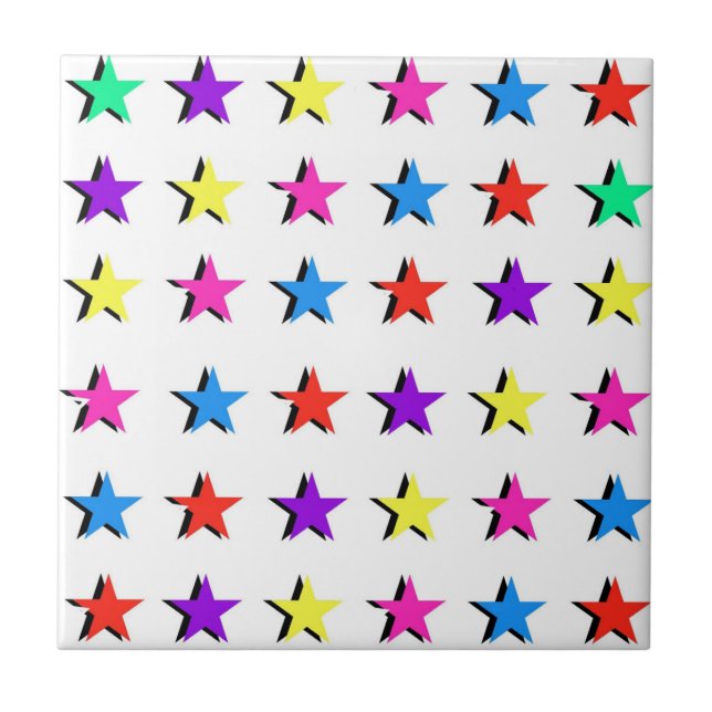 Färgfyllda geometriska stjärnor Mönster Kakelplatta (Framsidan)