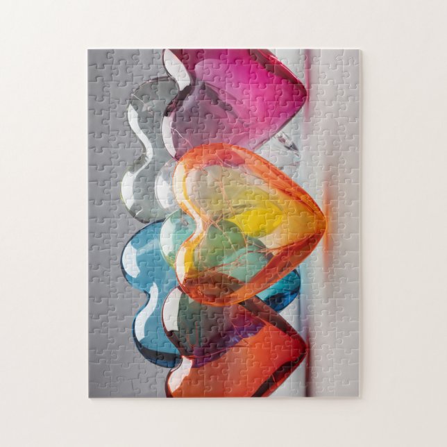 Färgfyllda glashjärtan pussel (Vertikal)