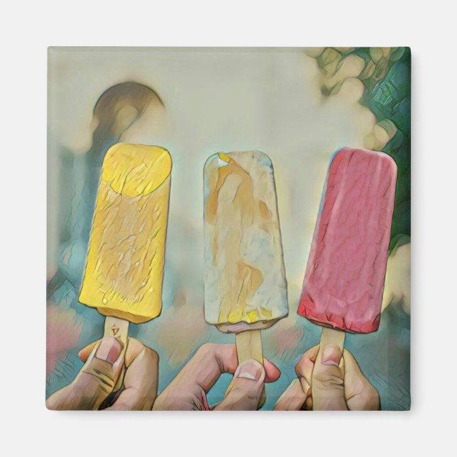 Färgfyllda glass-popsiklar magnet (Framsidan)