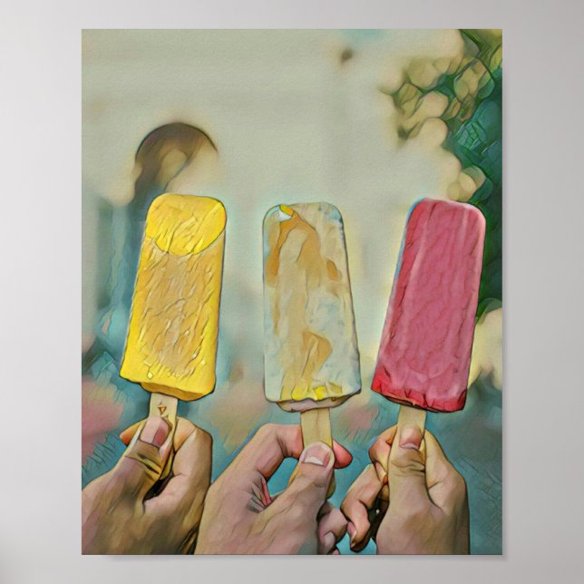 Färgfyllda glass-popsiklar poster (Framsidan)