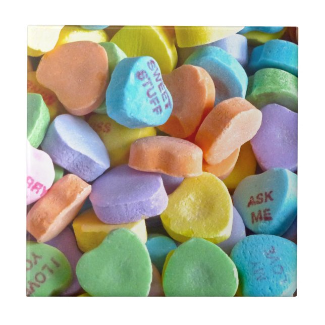 Färgfyllda godis Hearts Kakelplatta (Framsidan)