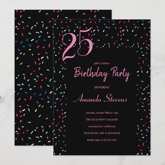 Färgfyllda godis Mönster födelsedag Inbjudningar (Fram/baksida)