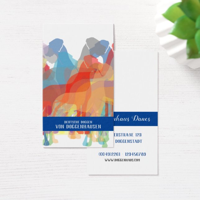 Färgfyllda Great dane Silhouettes Visitkort (Skivbord)