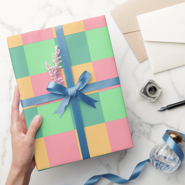 Färgfyllda Gröntar för Rosa, blå Gult, fyrkanter Presentpapper (Gifting)