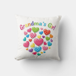 Färgfyllda Hearts Grandmas Girl Kudde