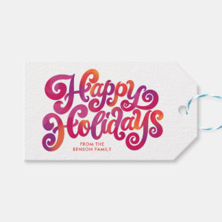 Färgfyllda Helgdagar och garvade  Presentetikett