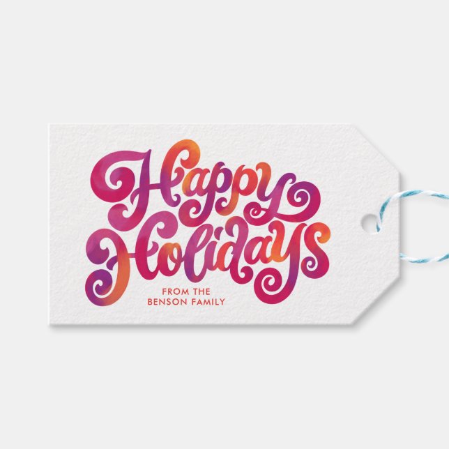 Färgfyllda Helgdagar och garvade  Presentetikett (Framsidan (Horisontell))