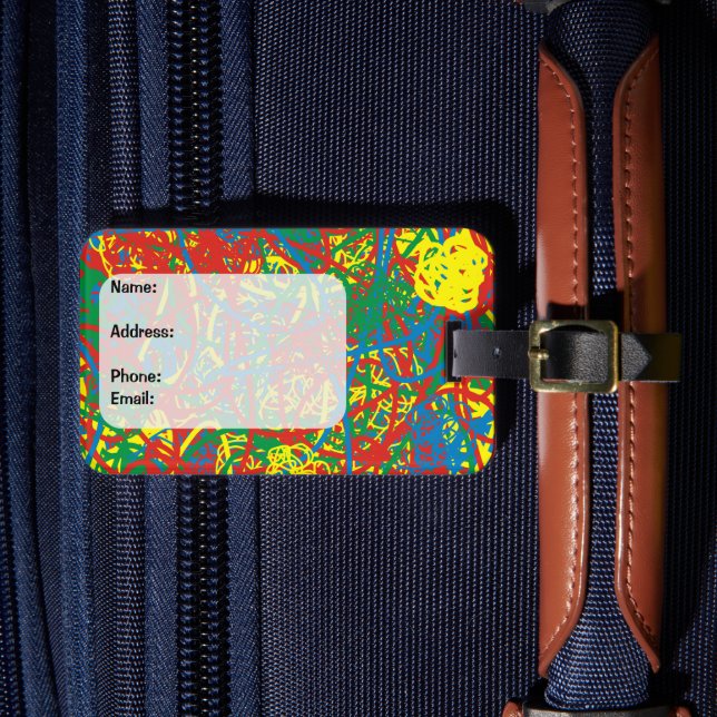 Färgfyllda hetter  blåblå grönt av  med röd gult bagagebricka (Framsida Insitu 4)