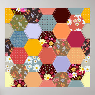 Färgfyllda hexagonfläktar med slutpunkt poster