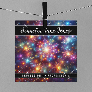 Färgfyllda Himlar Nebula Glitter Stars Fyrkantigt Visitkort