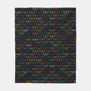 Färgfyllda hipster Glasses Mönster Black Fleecefilt