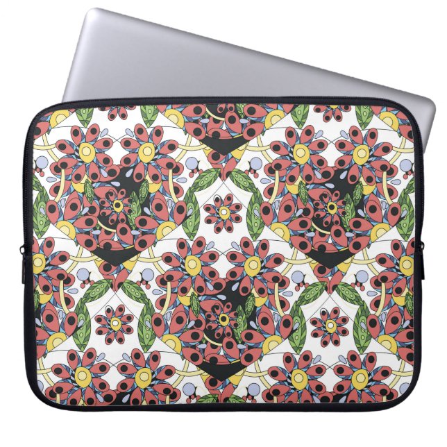 Färgfyllda hjärtan, sömlös romantisk Mönster. Laptop Fodral (Framsidan)