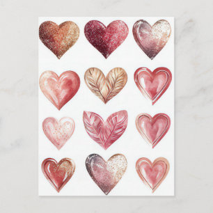Färgfyllda hjärtan Valentinas Hälsning Vykort