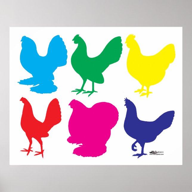 Färgfyllda höns poster (Framsidan)