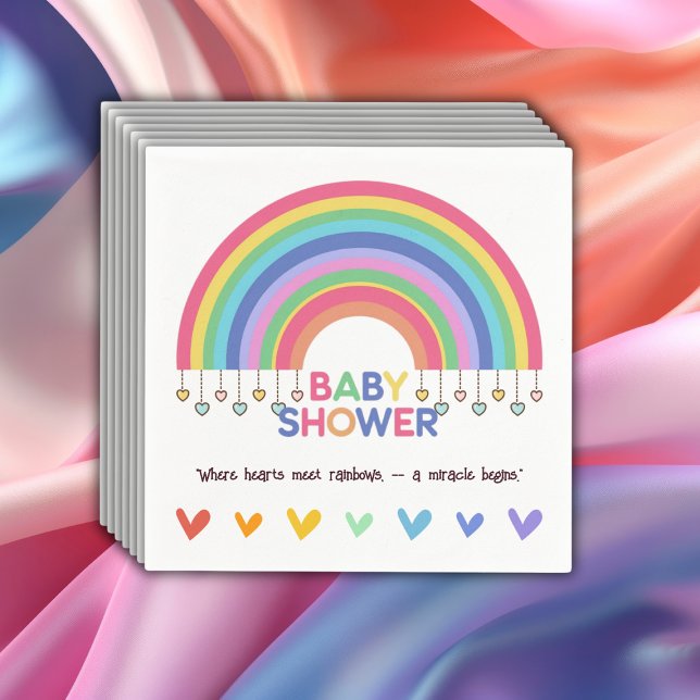 Färgfyllda hörn möts med Retro Rainbow Baby Shower Pappersservett (Skapare uppladdad)