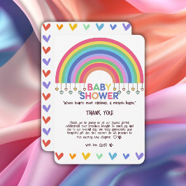 Färgfyllda hörn möts med Retro Rainbow Baby Shower Tack Kort