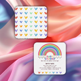 Färgfyllda hörn möts med Retro Rainbow Baby Shower Tilläggskort