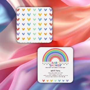 Färgfyllda hörn möts med Retro Rainbow Baby Shower Tilläggskort