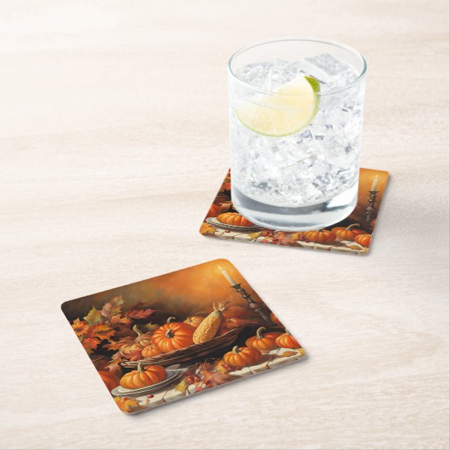 Färgfyllda höstpumpar underlägg papper kvadrat (Insitu)