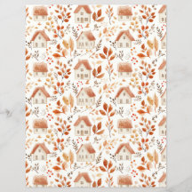 Färgfyllda hus, löv mönster-skräpbok papper