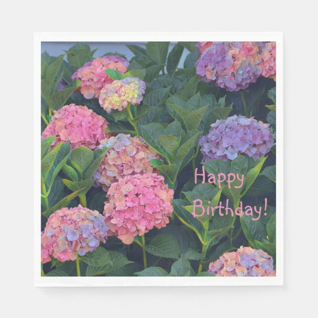 Färgfyllda Hydrangeas Pappersservett (Framsidan)