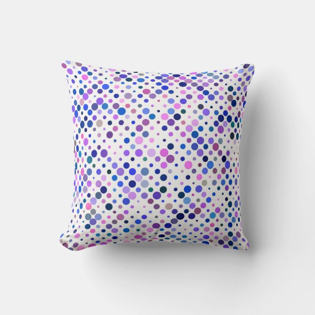 Färgfyllda, indigo-, Lila- och blå punkter Kudde (Framsida)