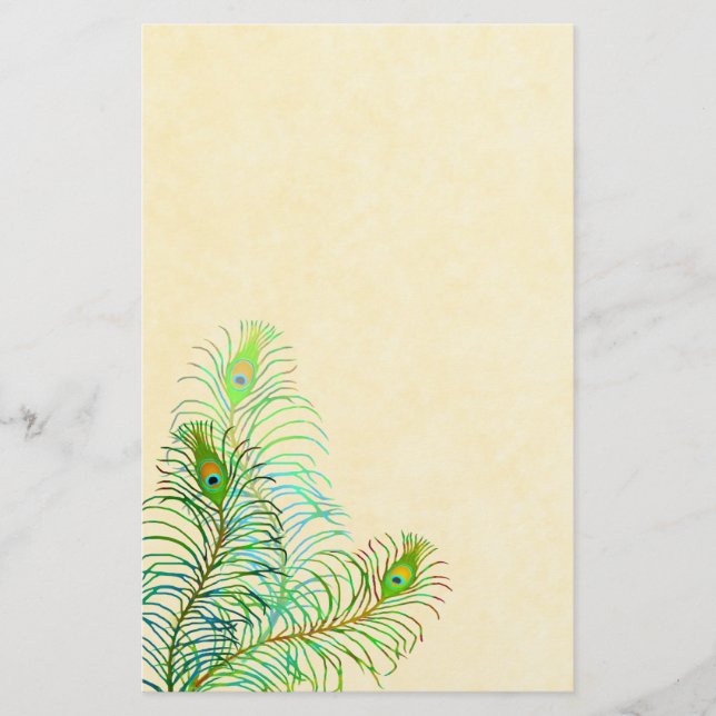 Färgfyllda indiska peacock Feathers Stationery Brevpapper (Framsida)