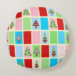 Färgfyllda jultorg rund kudde