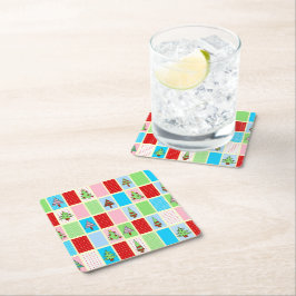 Färgfyllda jultorg underlägg papper kvadrat