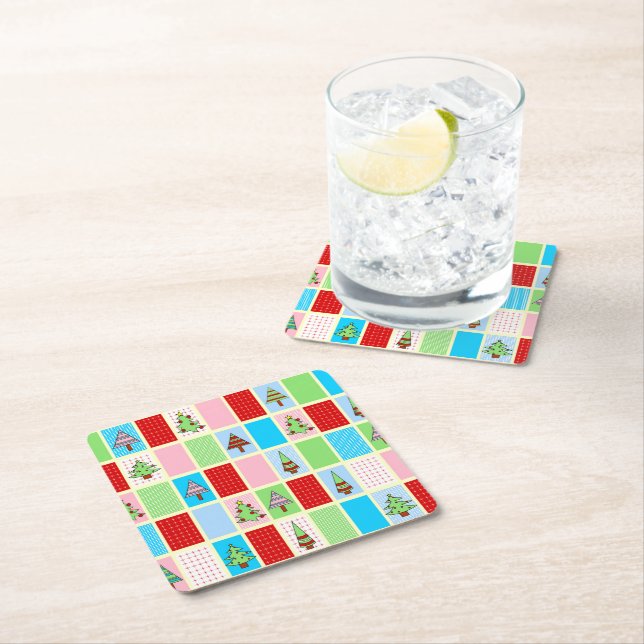 Färgfyllda jultorg underlägg papper kvadrat (Insitu)