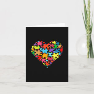 Färgfyllda Kärlek Hearts Shape - Puzzle Autism Awa Kort