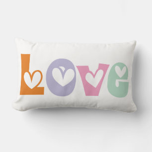 Färgfyllda kärlek-hjärtan, typografi Valentines da Lumbarkudde
