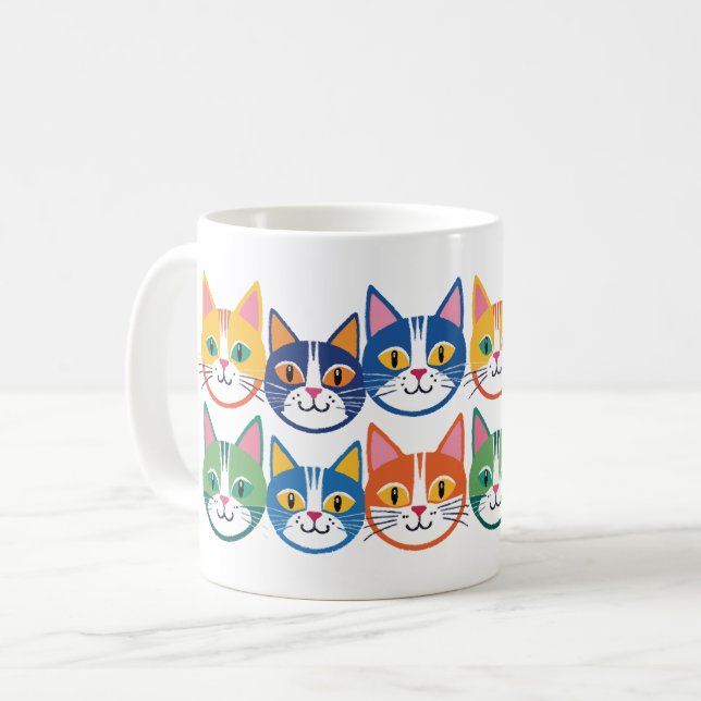 Färgfyllda kattassistenter kaffemugg (Framsida vänster)