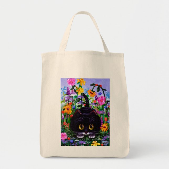 Färgfyllda kattblommor tygkasse (Framsidan)