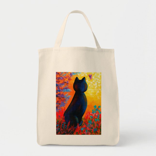 Färgfyllda kattblommor tygkasse (Framsidan)