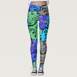 Färgfyllda katter leggings