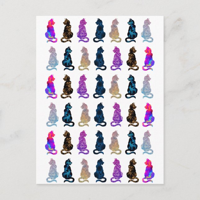 Färgfyllda katter Mönster Vykort (Framsida)