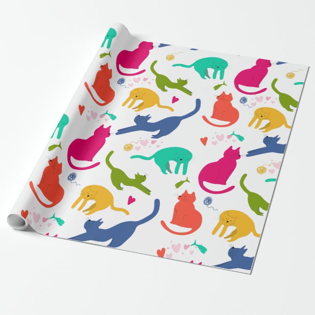 Färgfyllda katter presentpapper (Utrullad)