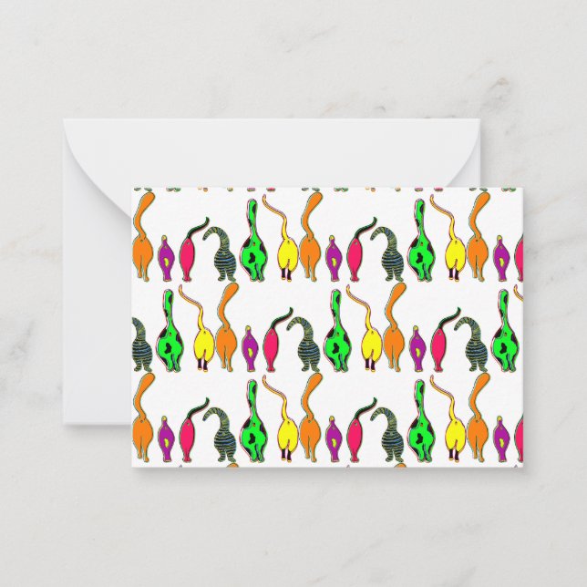 Färgfyllda kattknatt Mönster Anteckningskort (Framsida)