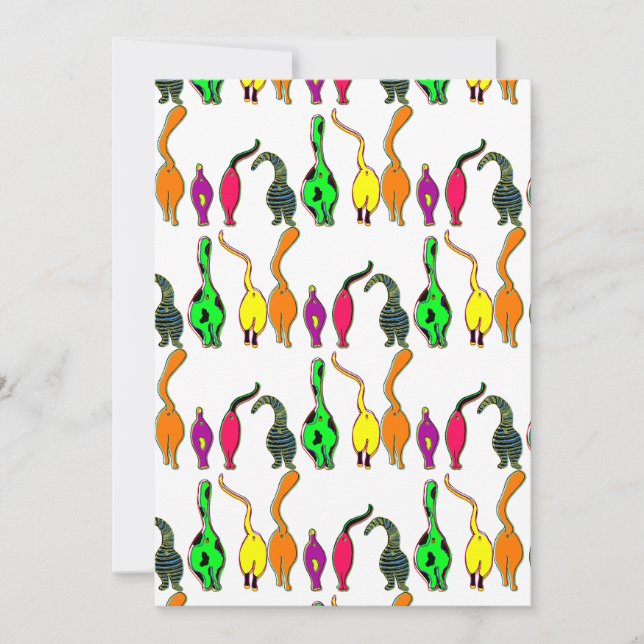 Färgfyllda kattknatt Mönster Julkort (Framsida)