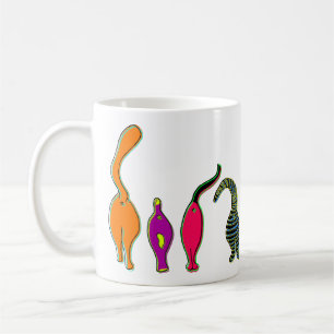Färgfyllda kattknölar kaffemugg
