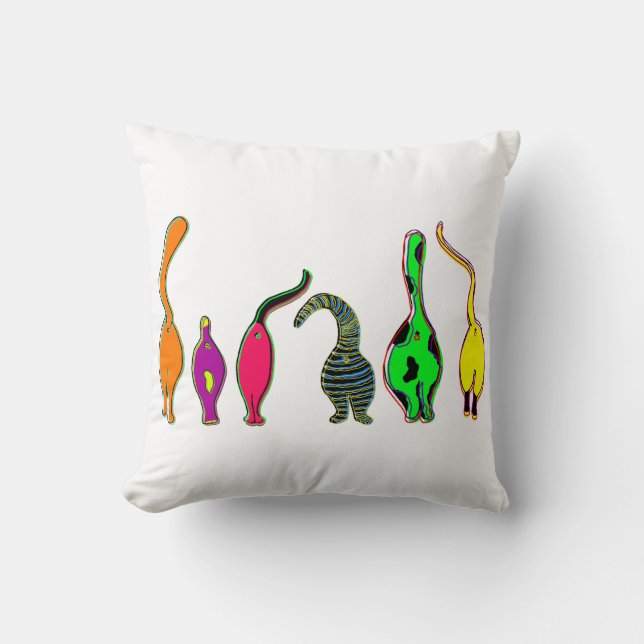 Färgfyllda kattknölar kudde (Framsida)