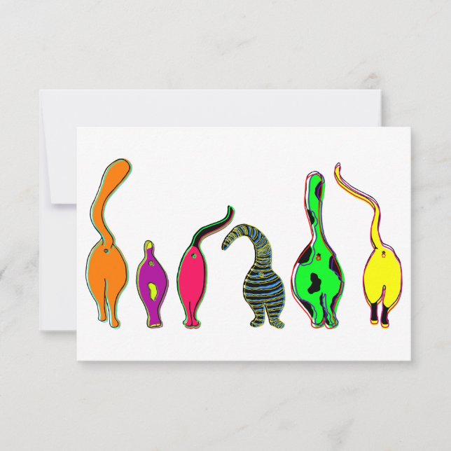 Färgfyllda kattknölar tack kort (Framsida)