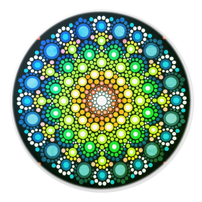 Färgfyllda keramiska knop knopp (Framsidan)