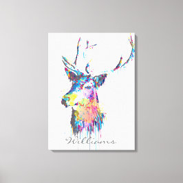 Färgfyllda, klara vattenfärger stänk hjortens huvu canvastryck