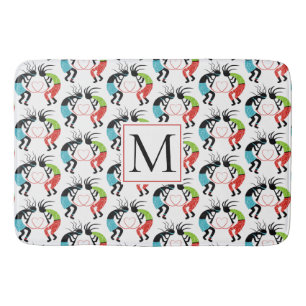 Färgfyllda Kokopelli-hjärta mönster och monogram Badrumsmatta