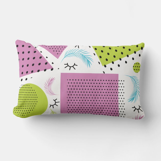 Färgfyllda kollage Gemetrical Shapes Eyelash Lumbarkudde (Framsida)