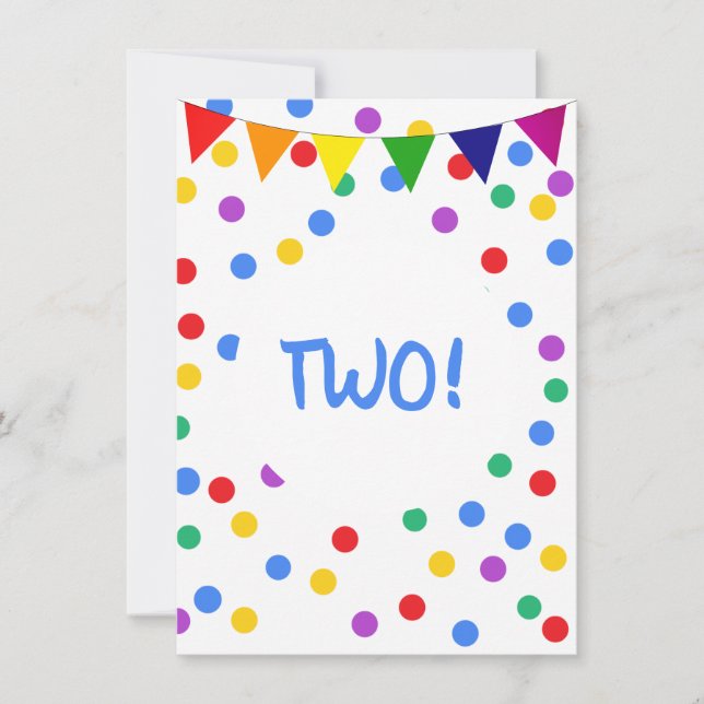 Färgfyllda konfetti-punkter 2:a födelsedag Party-u Inbjudningar (Framsida)