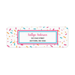 Färgfyllda konfetti Sprinkles Returadressetikett Returadress Etikett